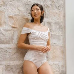 Ivory Off Shoulder One-Piece -Albionfit Store 369A0006