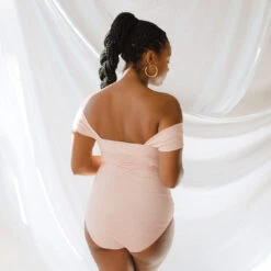The Pink Checkers Off Shoulder One-Piece -Albionfit Store 369A0203final