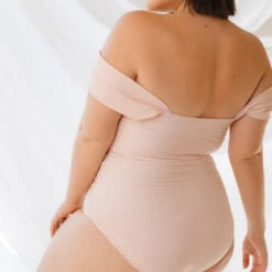 The Pink Checkers Off Shoulder One-Piece -Albionfit Store 369A0307final