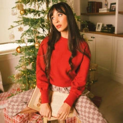 Atlas Ribbed Sweater, Crimson -Albionfit Store 369A0436final