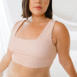 Pink Checkers Olivia Swim Crop -Albionfit Store 369A0504final