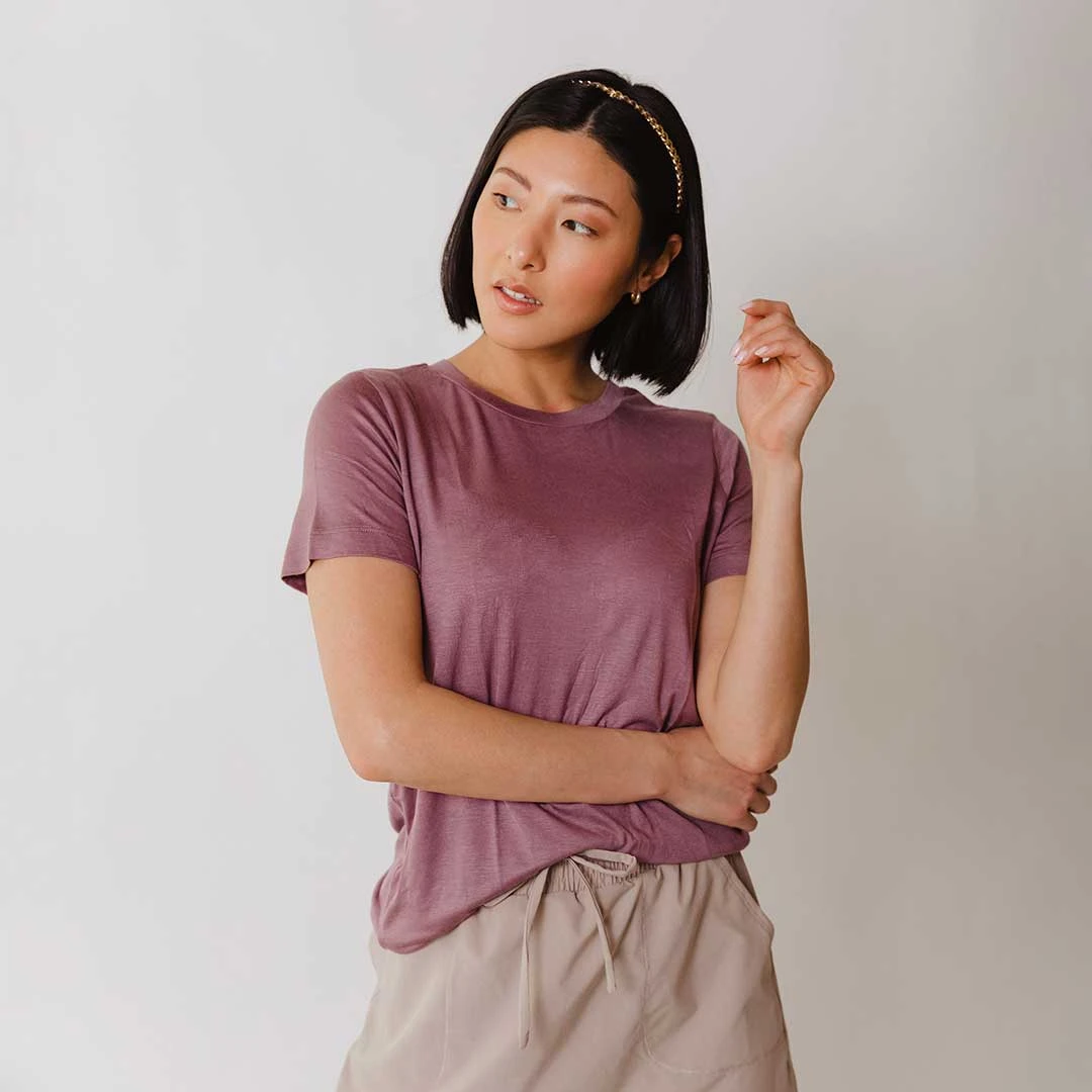 Boyfriend Tee, Dark Mauve 4 Boyfriend Tee, Dark Mauve - Image 2