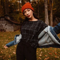 Boss Crop Tee, Black Windowpane -Albionfit Store 369A0617final f0cf5e16 4f1d 45b6 a9a8 c9a42a78a0ea