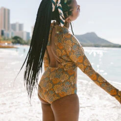 Golden Hour Long Sleeve Rash Guard One-Piece -Albionfit Store 369A0704final