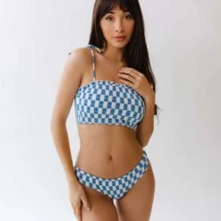 Blue Checkers Smocked Hipster Bottoms -Albionfit Store 369A0764final