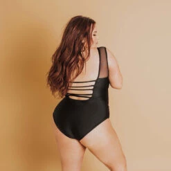 The Maria, Black Mesh One-Piece Swimsuit -Albionfit Store 369A1447 web