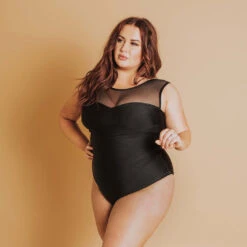 The Maria, Black Mesh One-Piece Swimsuit -Albionfit Store 369A1516 web