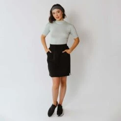 Puff Sleeve Tee, Aqua Chambray -Albionfit Store 369A1573final e43eb8eb 26e8 4066 b586 ec7ae51e3b61