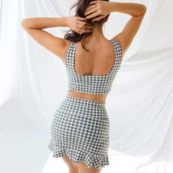 Houndstooth High-Waisted Swim Skirt -Albionfit Store 369A1774final