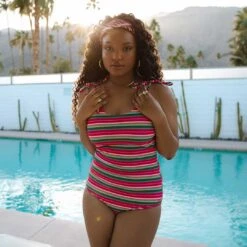 The Natalie One-Piece, Summer Stripe -Albionfit Store 369A1814final