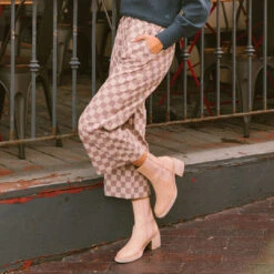 Audrey Wide Leg Pants, Brown Checkers -Albionfit Store 369A1901