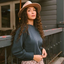 Atlas Ribbed Sweater, Navy -Albionfit Store 369A1935