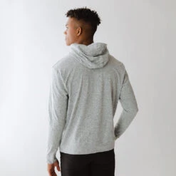 Men's Travel Hoodie, Heather Grey -Albionfit Store 369A2075final