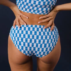 Blue Checkers Smocked Hipster Bottoms -Albionfit Store 369A2524final