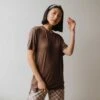 Oversized Tee, Cocoa -Albionfit Store 369A2838final