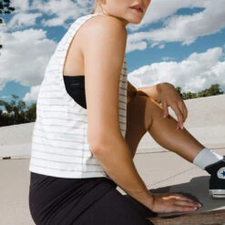 Venus Tank, Grey Venice Stripe -Albionfit Store 369A2899final 1