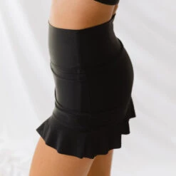 Matte Black High-Waisted Swim Skirt 9 Matte Black High-Waisted Swim Skirt -Albionfit Store 369A2926