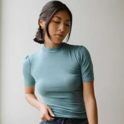 Puff Sleeve Tee, Steel Blue