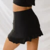 Matte Black High-Waisted Swim Skirt -Albionfit Store 369A2953