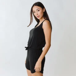 Serenity Tank Romper, Black -Albionfit Store 369A3209finnal