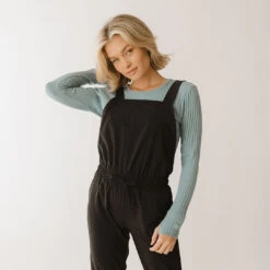Black Classic Overall Jumpsuit -Albionfit Store 369A3490final 1