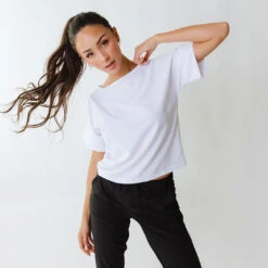 Boss Crop Tee, White -Albionfit Store 369A3704final