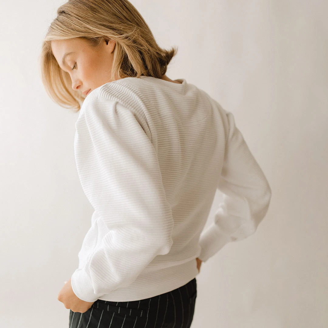 Atlas Ribbed Sweater, White 11 Atlas Ribbed Sweater, White - Image 9