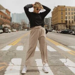 Audrey Wide Leg Pants, Cobblestone -Albionfit Store 369A3908final