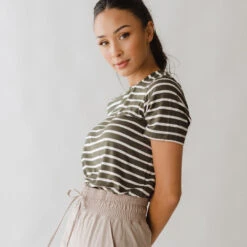 Boyfriend Tee, Dark Olive/Ivory -Albionfit Store 369A3923