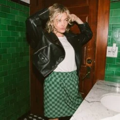 Cher Skirt, Green Check -Albionfit Store 369A4275finnal