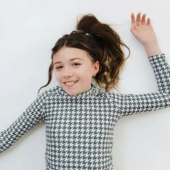 Mini Rash Guard Two-Piece Set, Houndstooth -Albionfit Store 369A4671finanl 1