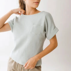 Atlas Ribbed Blouse, Grey -Albionfit Store 369A4790