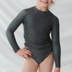 Mini Rash Guard Two-Piece Set, Black Checkers -Albionfit Store 369A5109final 1