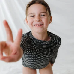 Mini Rash Guard Two-Piece Set, Black Checkers -Albionfit Store 369A5121final 1