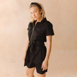 City Romper, Black Canvas