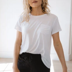 Basic Tee, White -Albionfit Store 369A5165