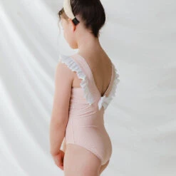 Mini Ruffle One-Piece, Pink Checkers -Albionfit Store 369A5203final