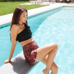 Pink Ditzy High-Waisted Swim Skirt -Albionfit Store 369A5225final