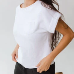Atlas Ribbed Blouse, White -Albionfit Store 369A5485final