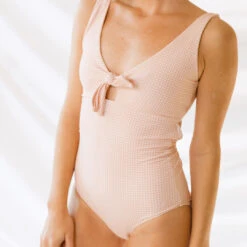 Pink Checkers Top Knot One-Piece -Albionfit Store 369A5784 web