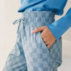 Audrey Wide Leg Pants, Blue Checkers -Albionfit Store 369A5864