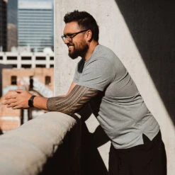 Men's Classic Tee, Heather Grey -Albionfit Store 369A5964final