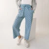 Audrey Wide Leg Pants, Blue Checkers -Albionfit Store 369A6120