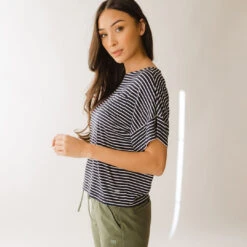 Boxy Tee, Navy And White Stripe 11 Boxy Tee, Navy And White Stripe -Albionfit Store 369A6302final