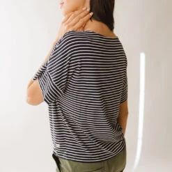 Boxy Tee, Navy And White Stripe 13 Boxy Tee, Navy And White Stripe -Albionfit Store 369A6314final