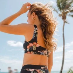 Deep V Bikini Top, Rose Black -Albionfit Store 369A6321final