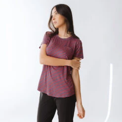 Basic Tee, Navy And Red Stripe -Albionfit Store 369A6420final 1