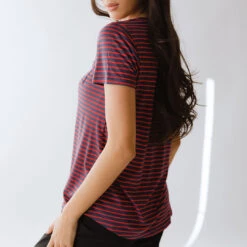 Basic Tee, Navy And Red Stripe -Albionfit Store 369A6464final 1