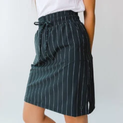 The Away Skirt, Navy Pinstripe -Albionfit Store 369A6831finalcopy