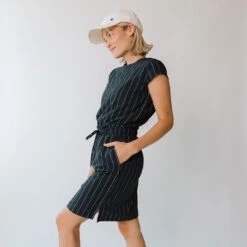 Navy Pinstripe Going Places Dress -Albionfit Store 369A7068final 25f6534b 68d6 47f2 b86d f29e0dcee701 1